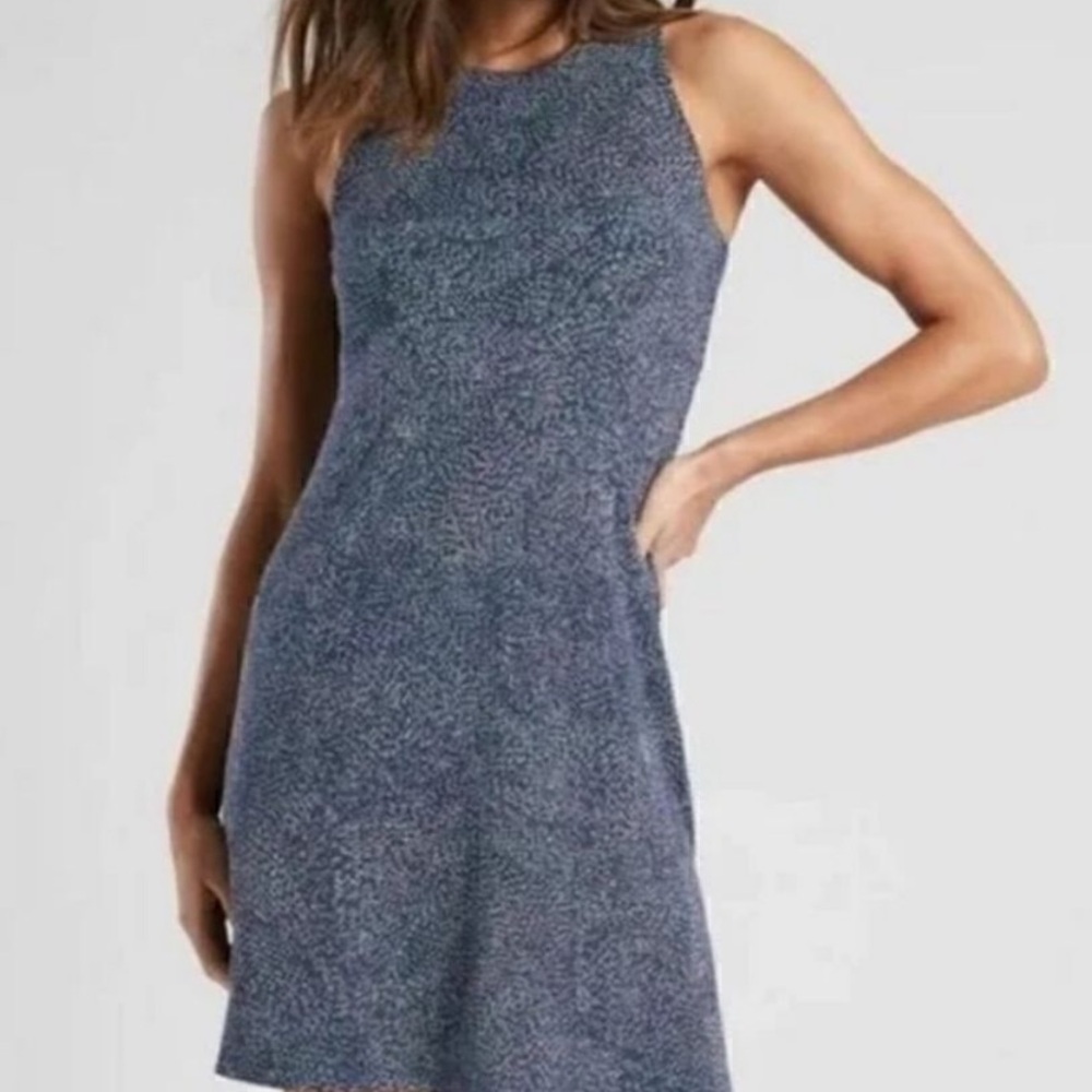 Athleta Navy Patterned Midi Dress